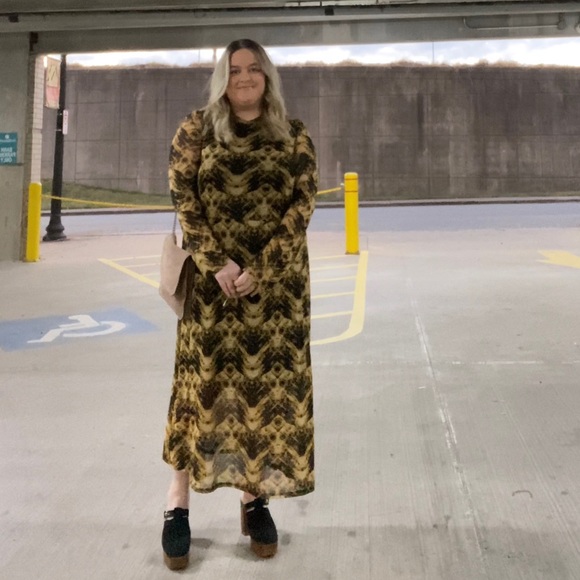 Dresses & Skirts - Mesh Maxi Mock Neck Dress